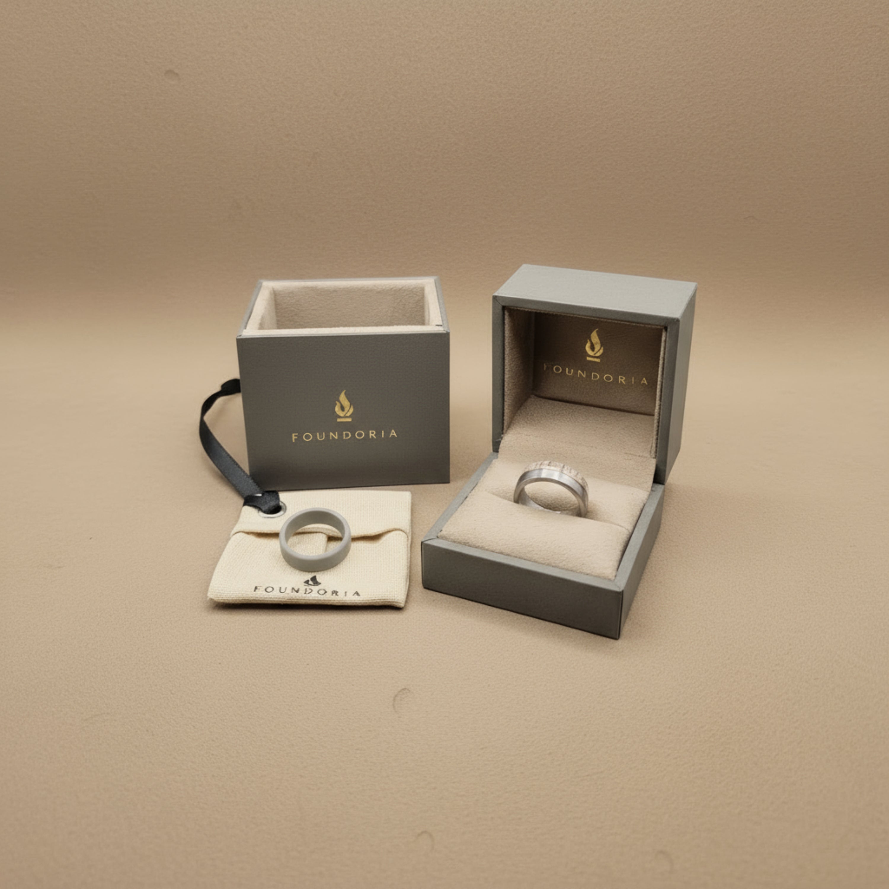 Antleris - Silver Tungsten Ring with Wide Antler