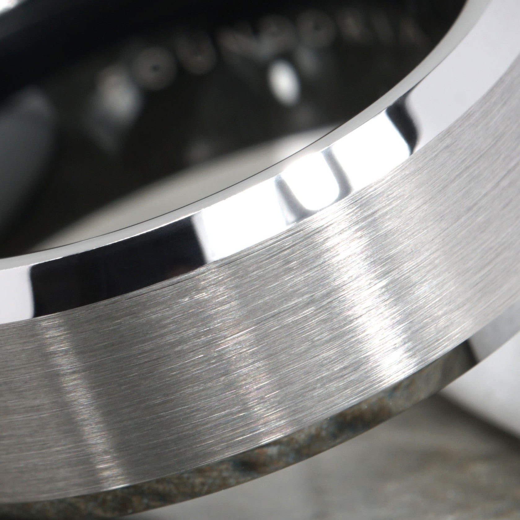 Argentis - Silver Tungsten Ring with Black Sleeve