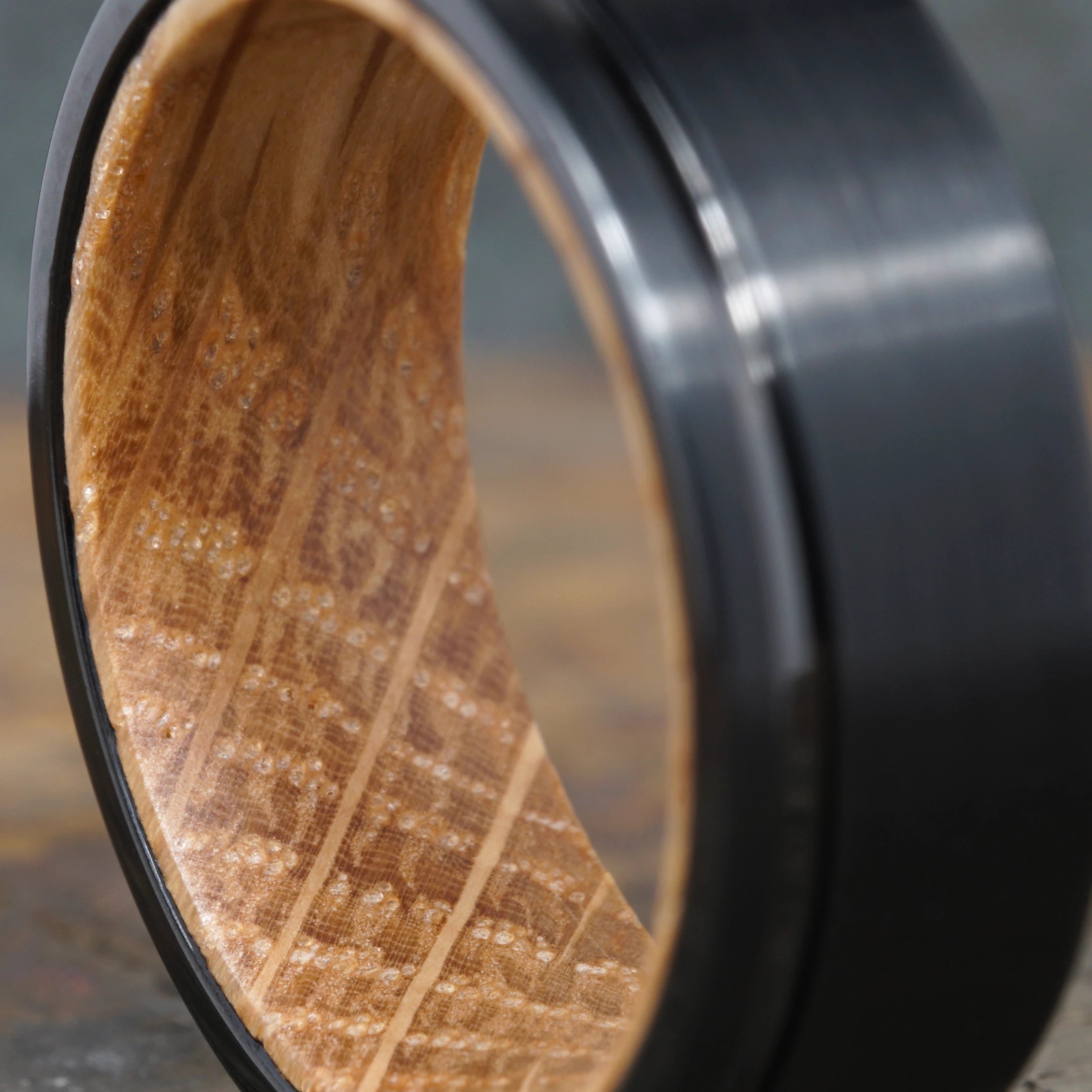 Ascent - Brushed Black Tungsten with Whisky Barrel Wood
