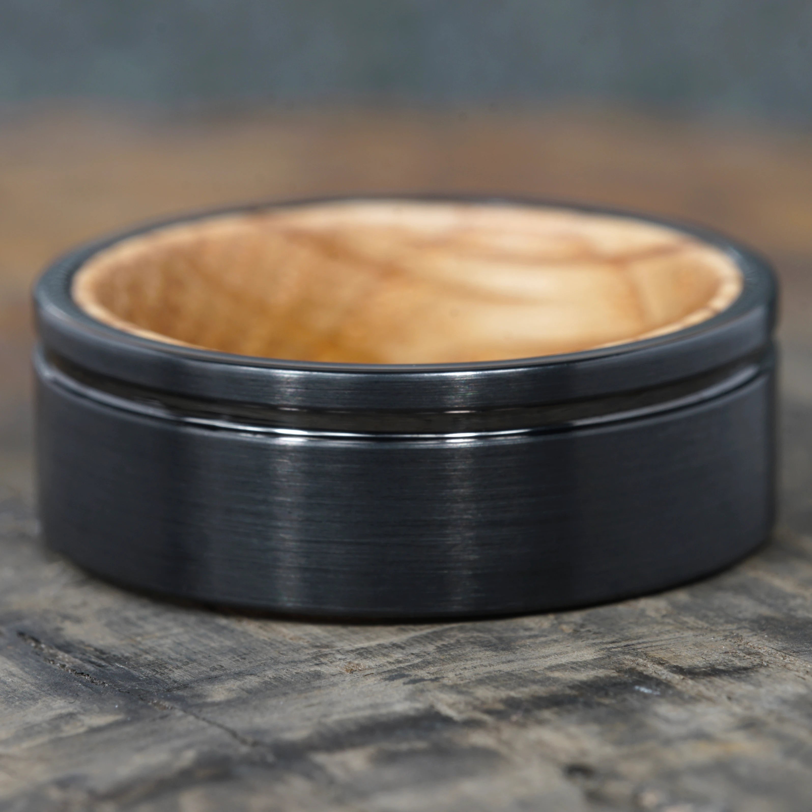 Ascent - Brushed Black Tungsten with Whisky Barrel Wood