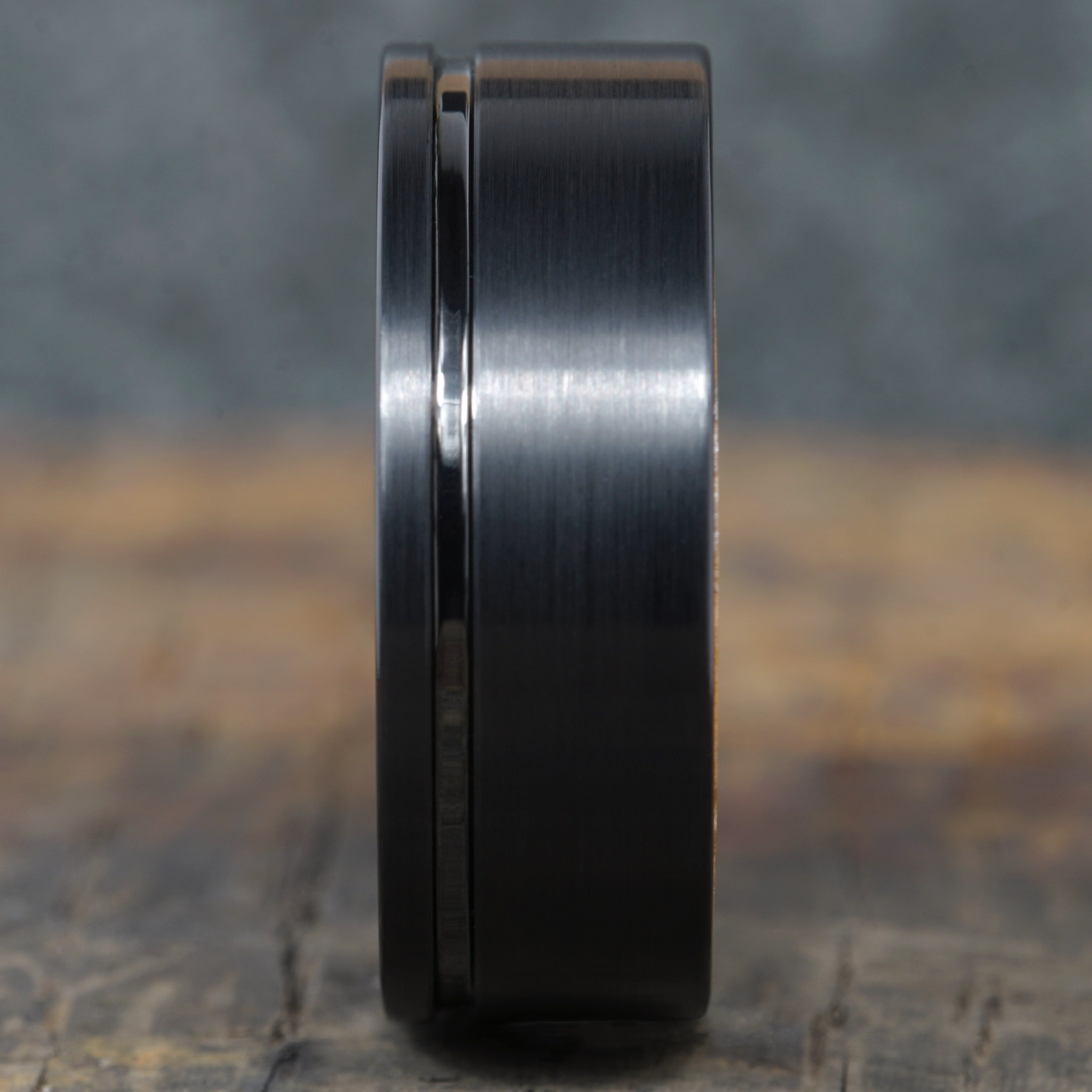 Ascent - Brushed Black Tungsten with Whisky Barrel Wood