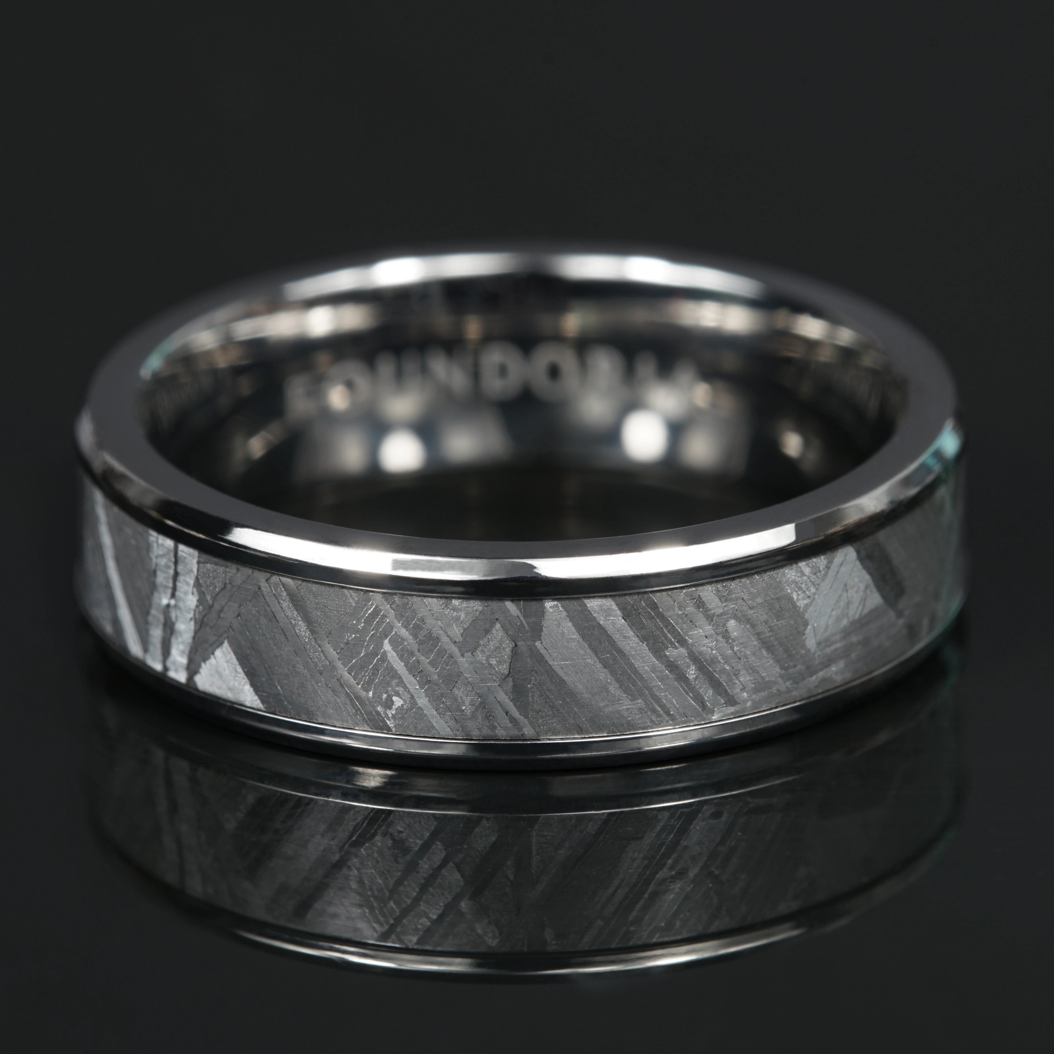 Astraeus - Titanium Ring with Wide Meteorite Inlay