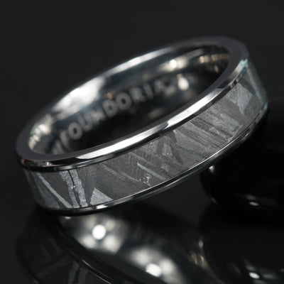 Astraeus - Titanium Ring with Wide Meteorite Inlay