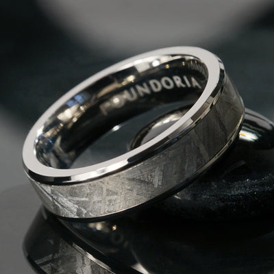 Astraeus - Titanium Ring with 4mm Meteorite Inlay