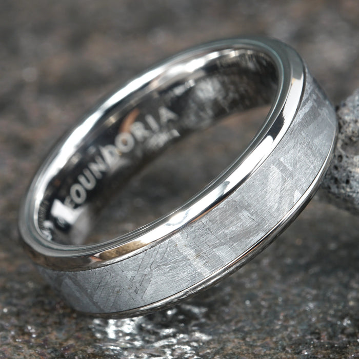 Astraeus - Titanium Ring with Wide Meteorite Inlay