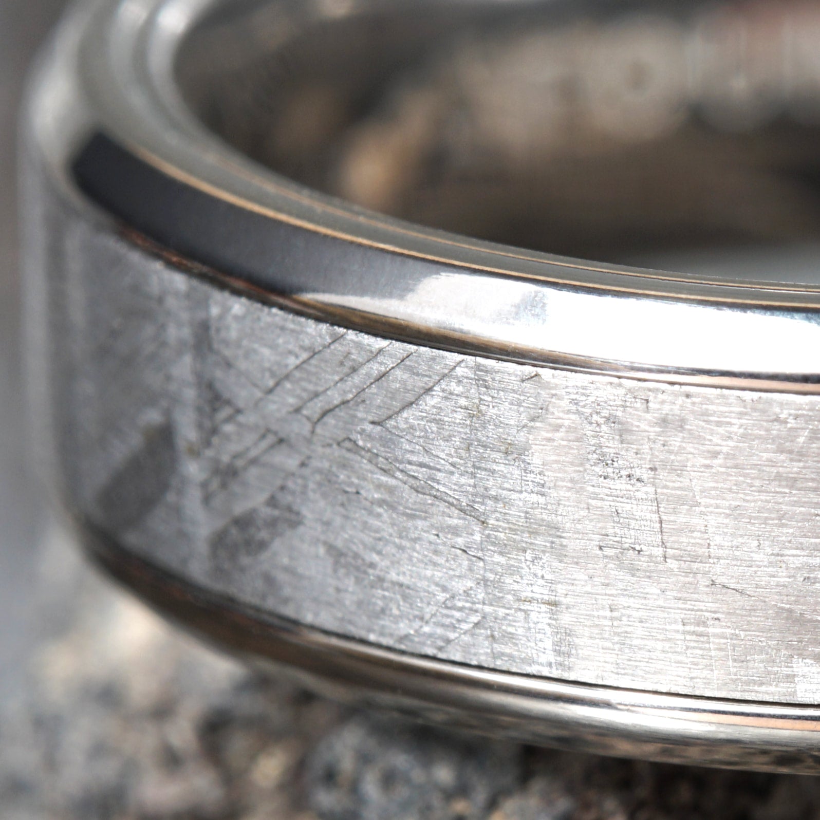 Astraeus - Titanium Ring with Wide Meteorite Inlay