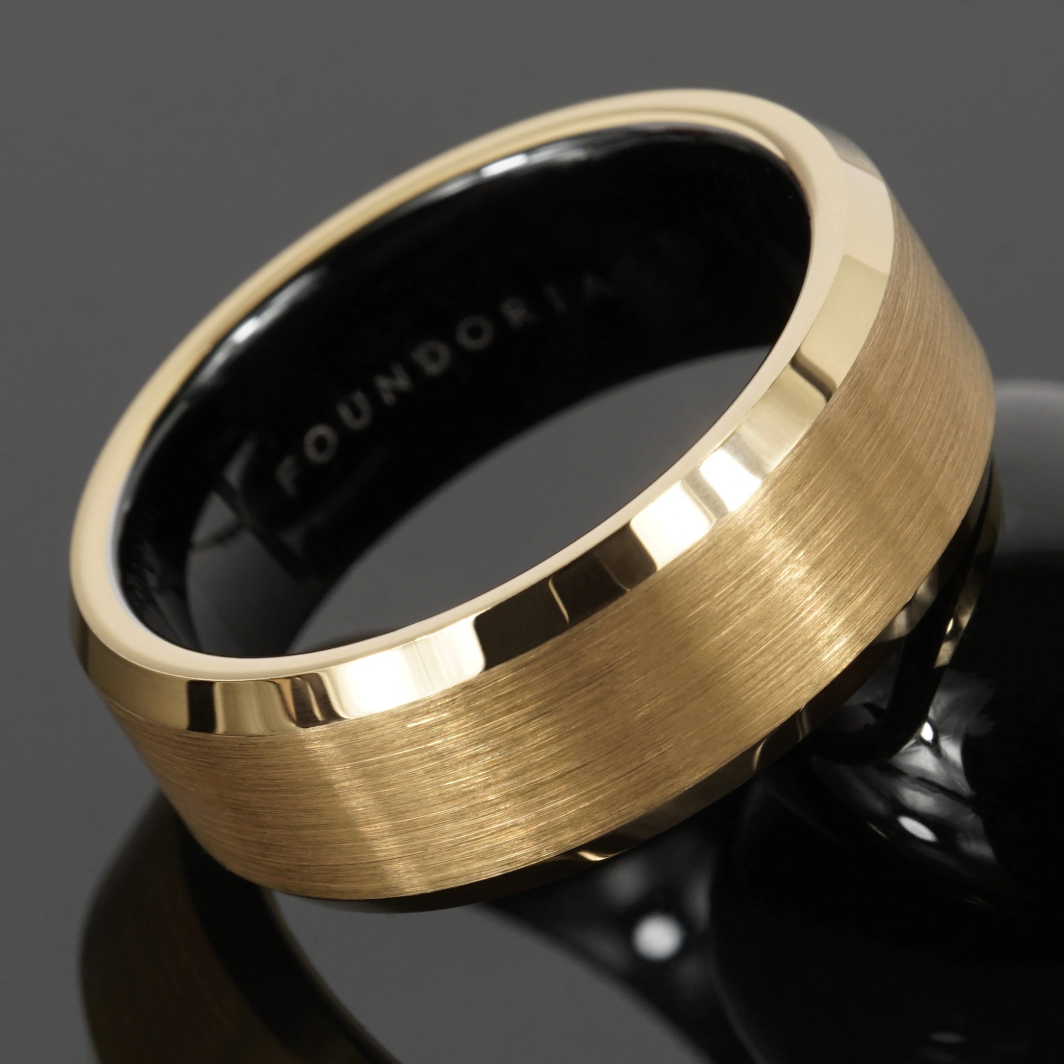 Aurion - 18K Gold Tungsten Ring with Black Sleeve
