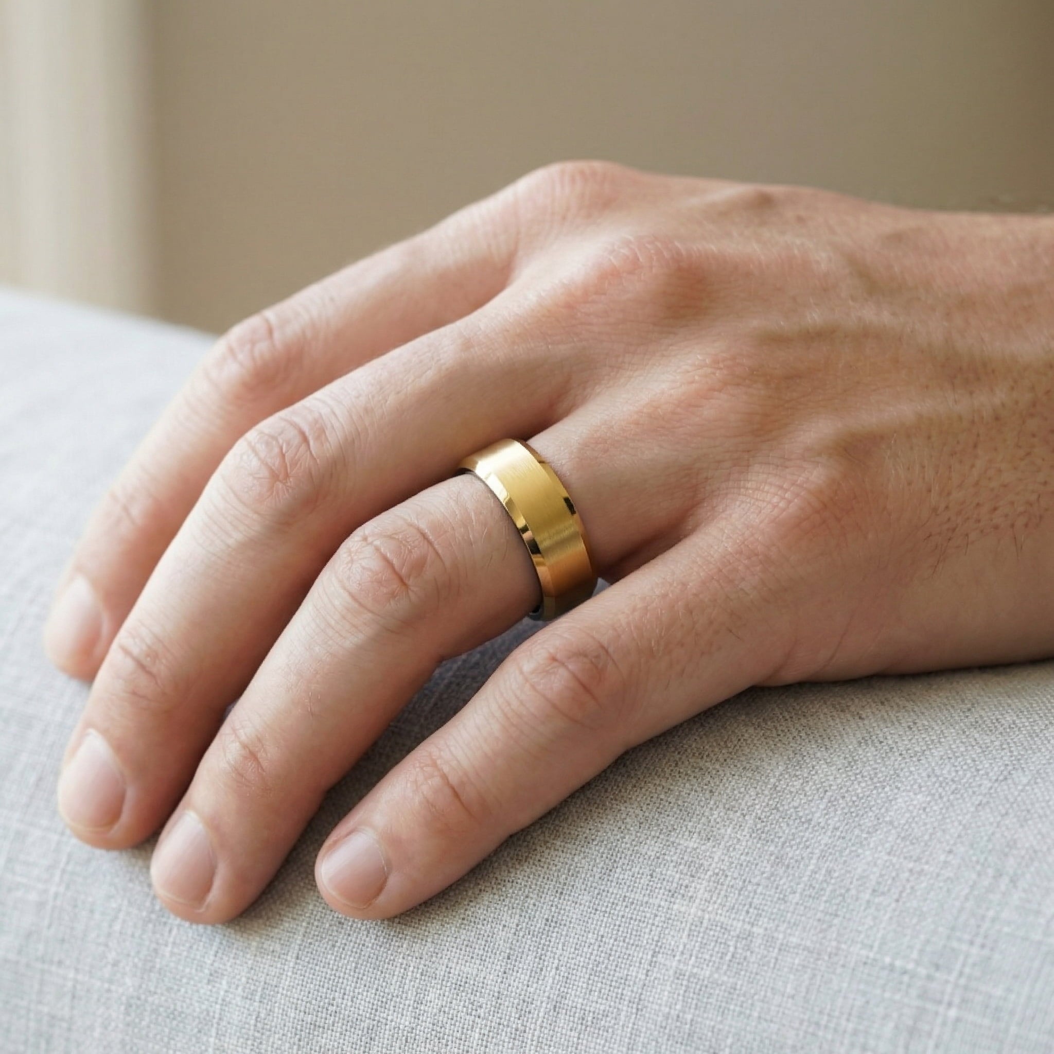 Aurion - 18K Gold Tungsten Ring with Black Sleeve