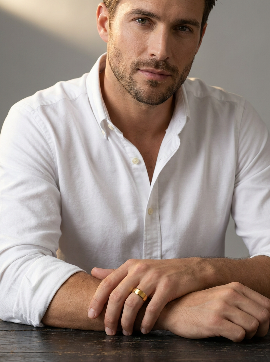 Aurion - 18K Gold Tungsten Ring with Black Sleeve