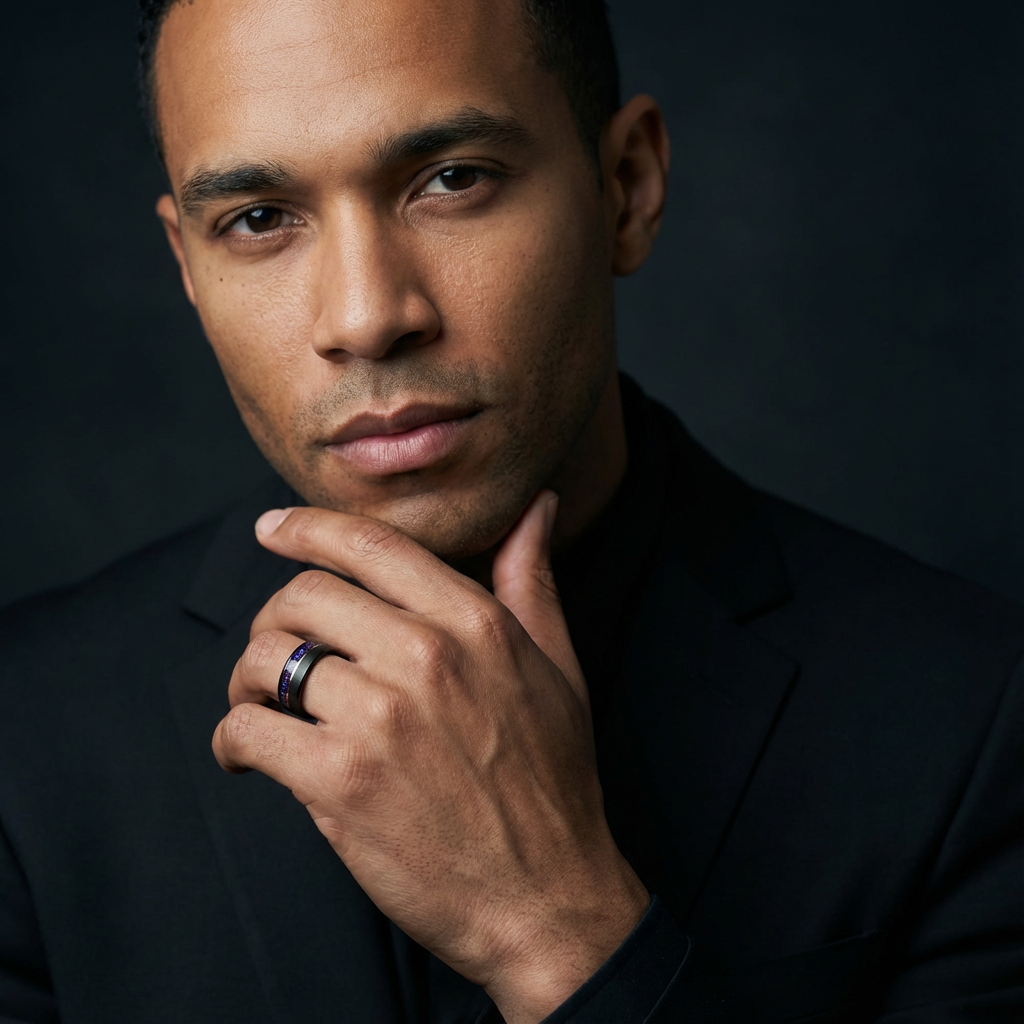 Azure - Tungsten Ring with Blue Sandstone