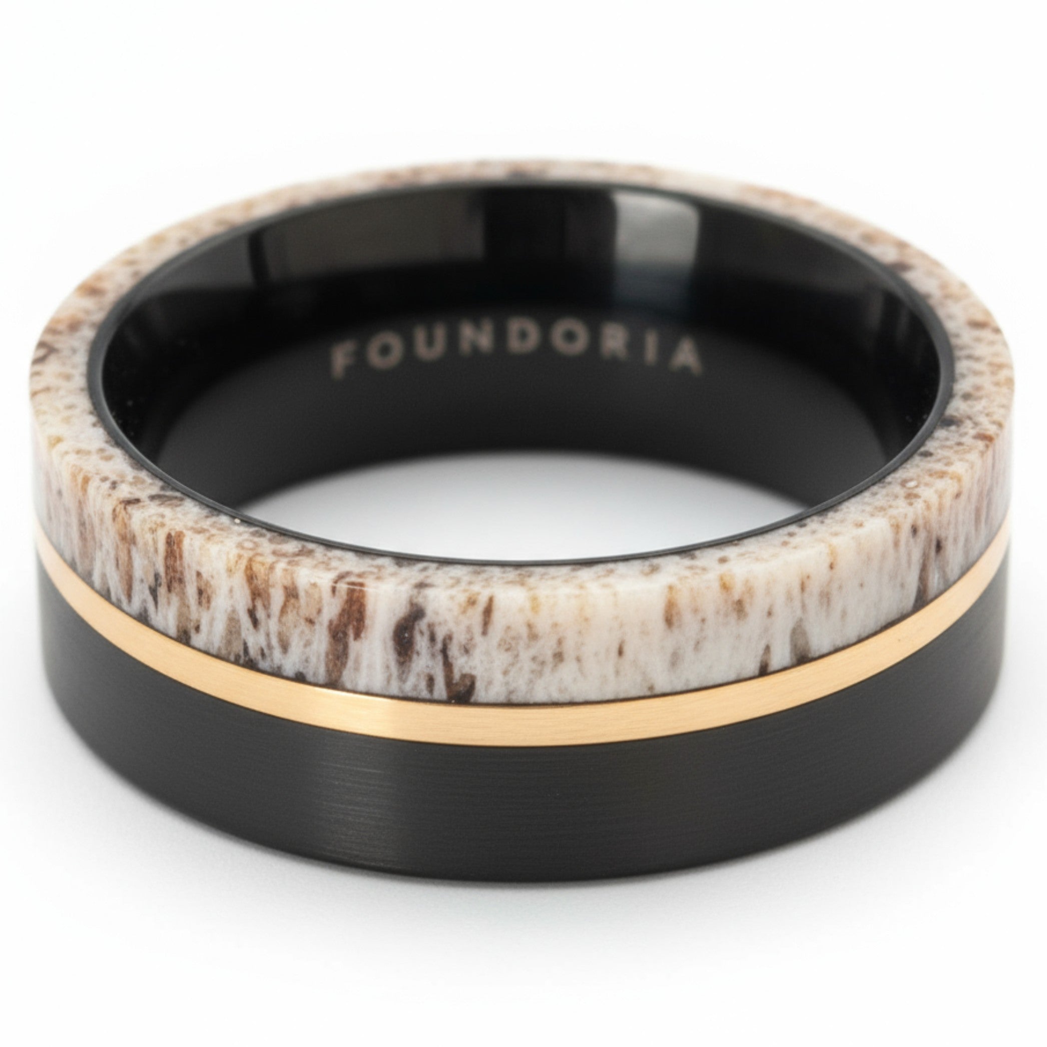 Antleris - Black Tungsten Ring with Wide Antler