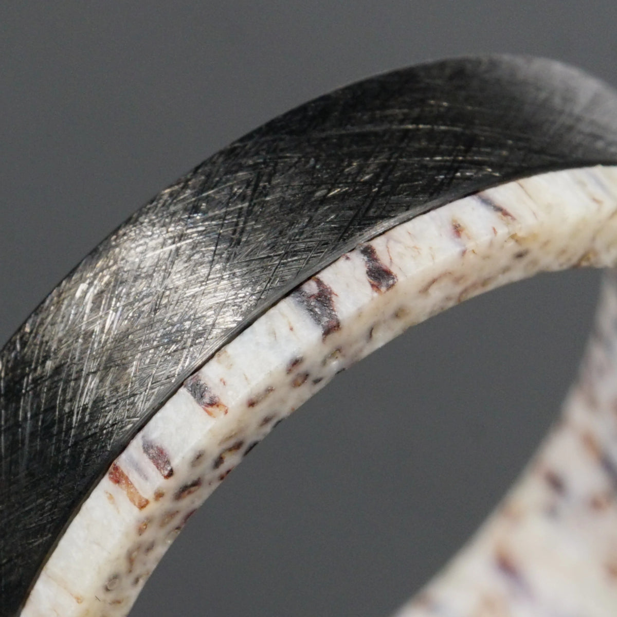 Brow - Deer Antler & Textured Titanium Ring