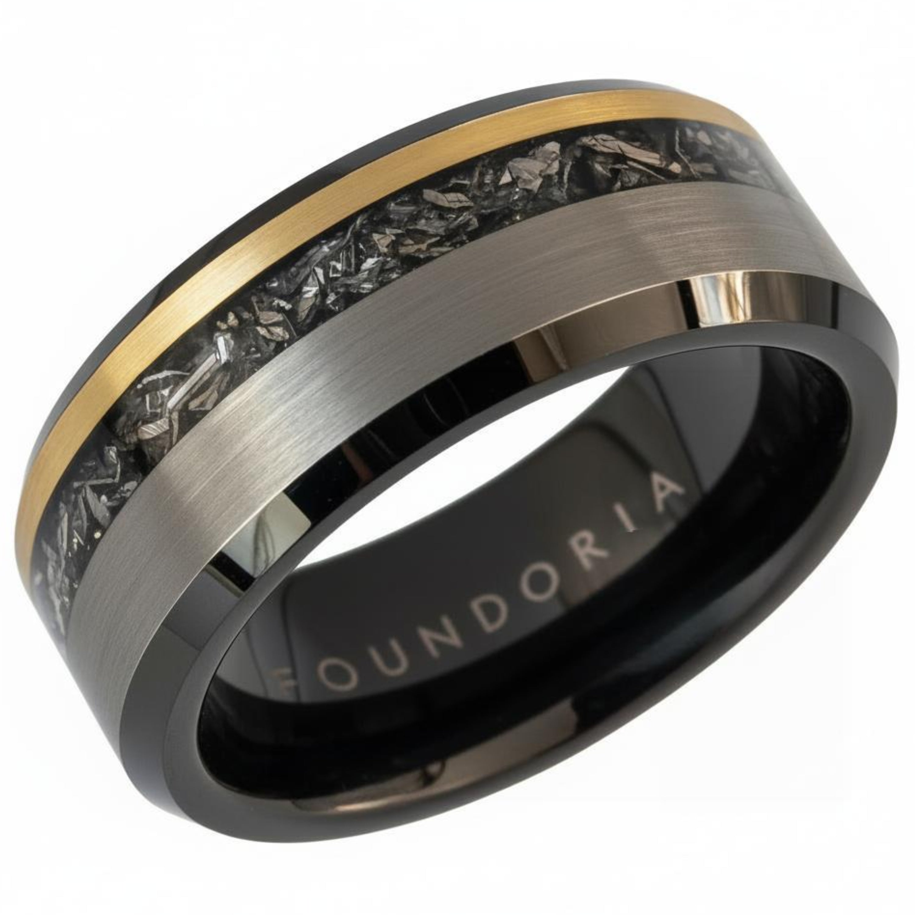 Stellar - Two-Tone Tungsten Ring with Meteorite