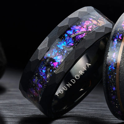 Cosmos - Tungsten Ring with Galaxy & Meteorite Inlay