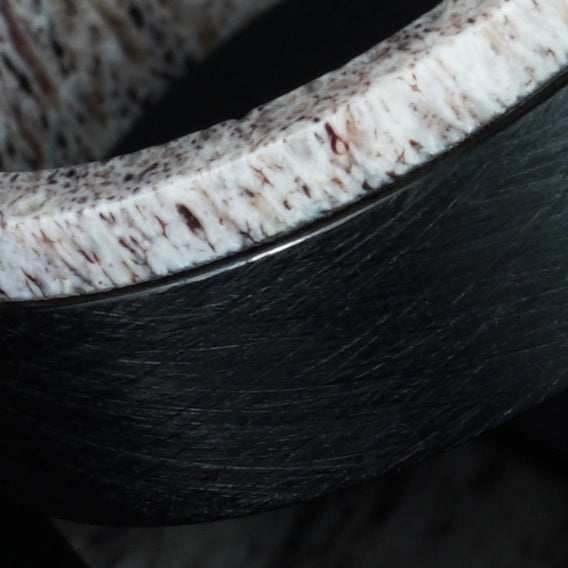 Crest - Deer Antler & Textured Titanium Ring