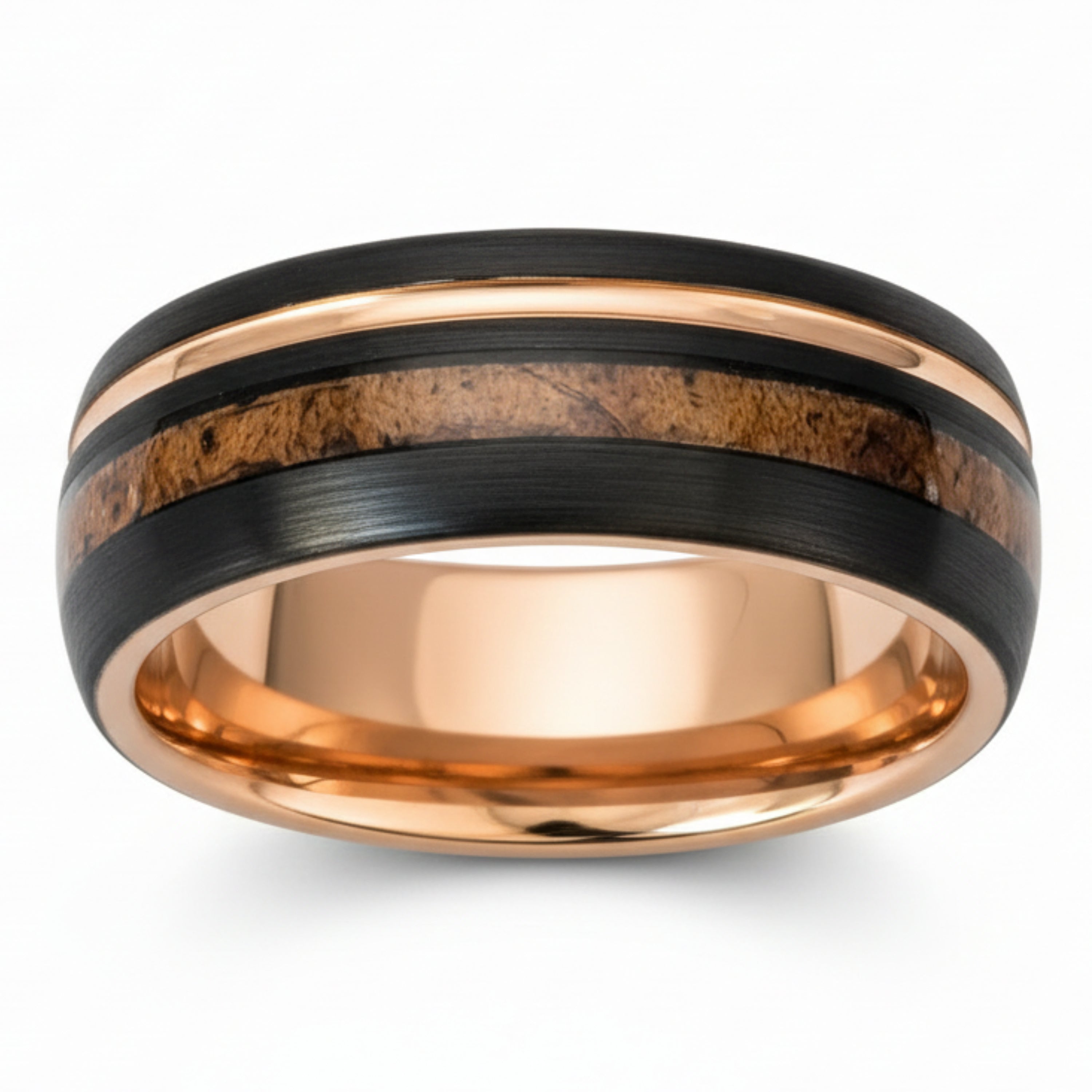 Ember - Black & Rose Gold Tungsten with Wood