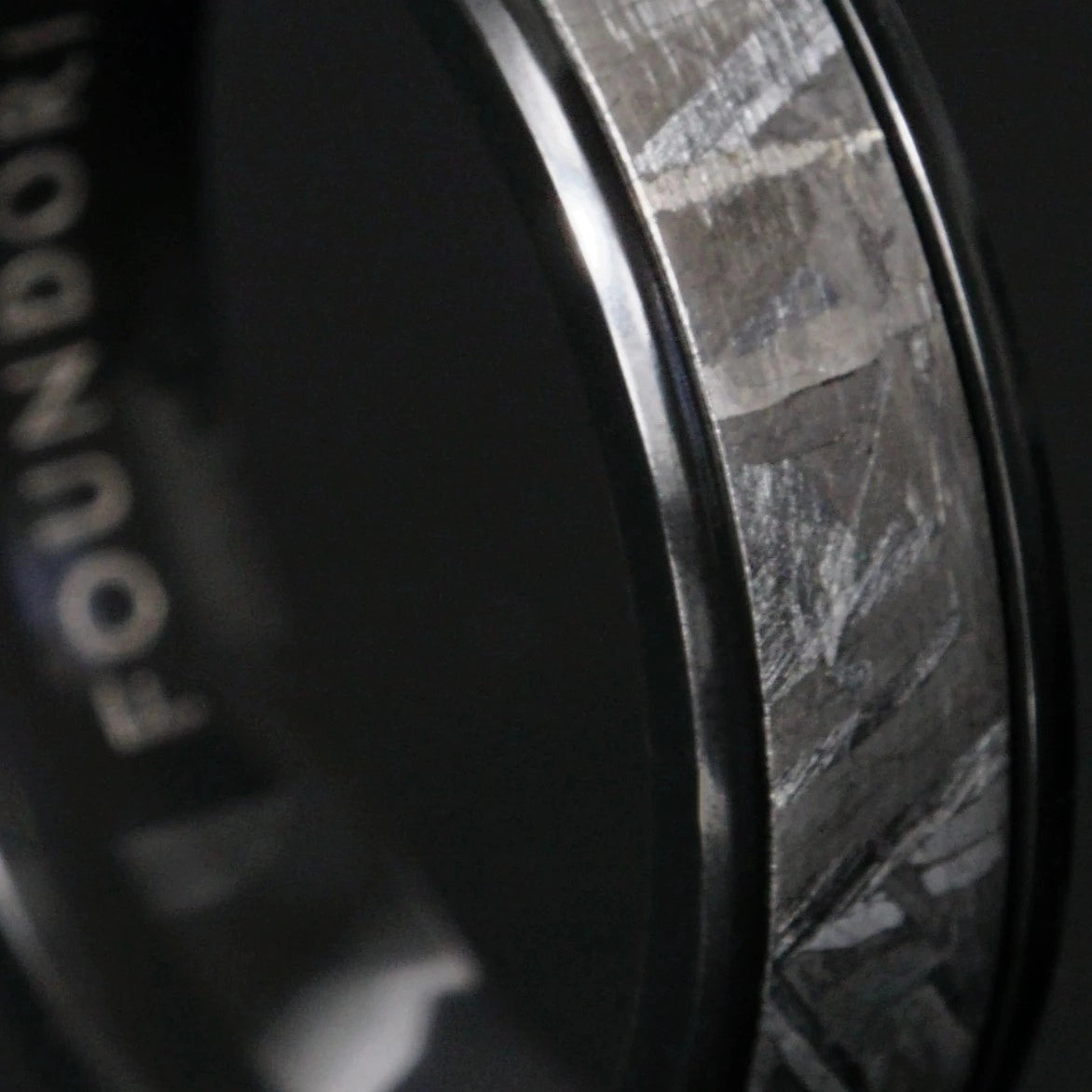 Erebus - Black Zirconium Ring with Meteorite Inlay