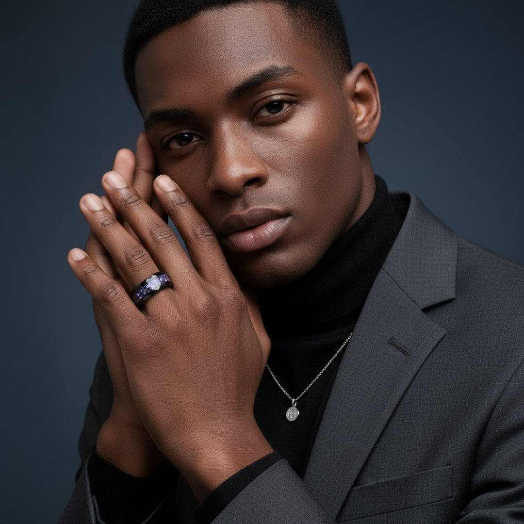 Cosmos - Tungsten Ring with Galaxy Foil