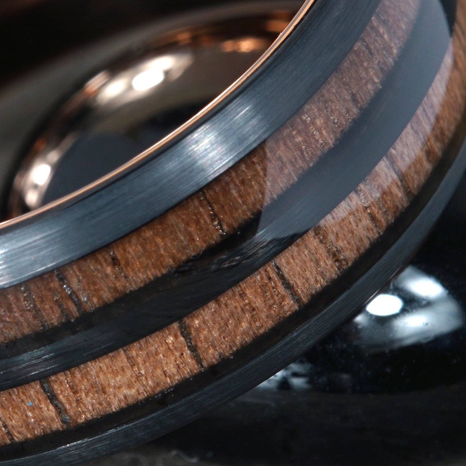 Koa - Rose Gold Tungsten Ring with Hawaiian Wood