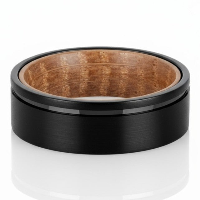 Ascent - Matte Black Tungsten with Whiskey Barrel Wood