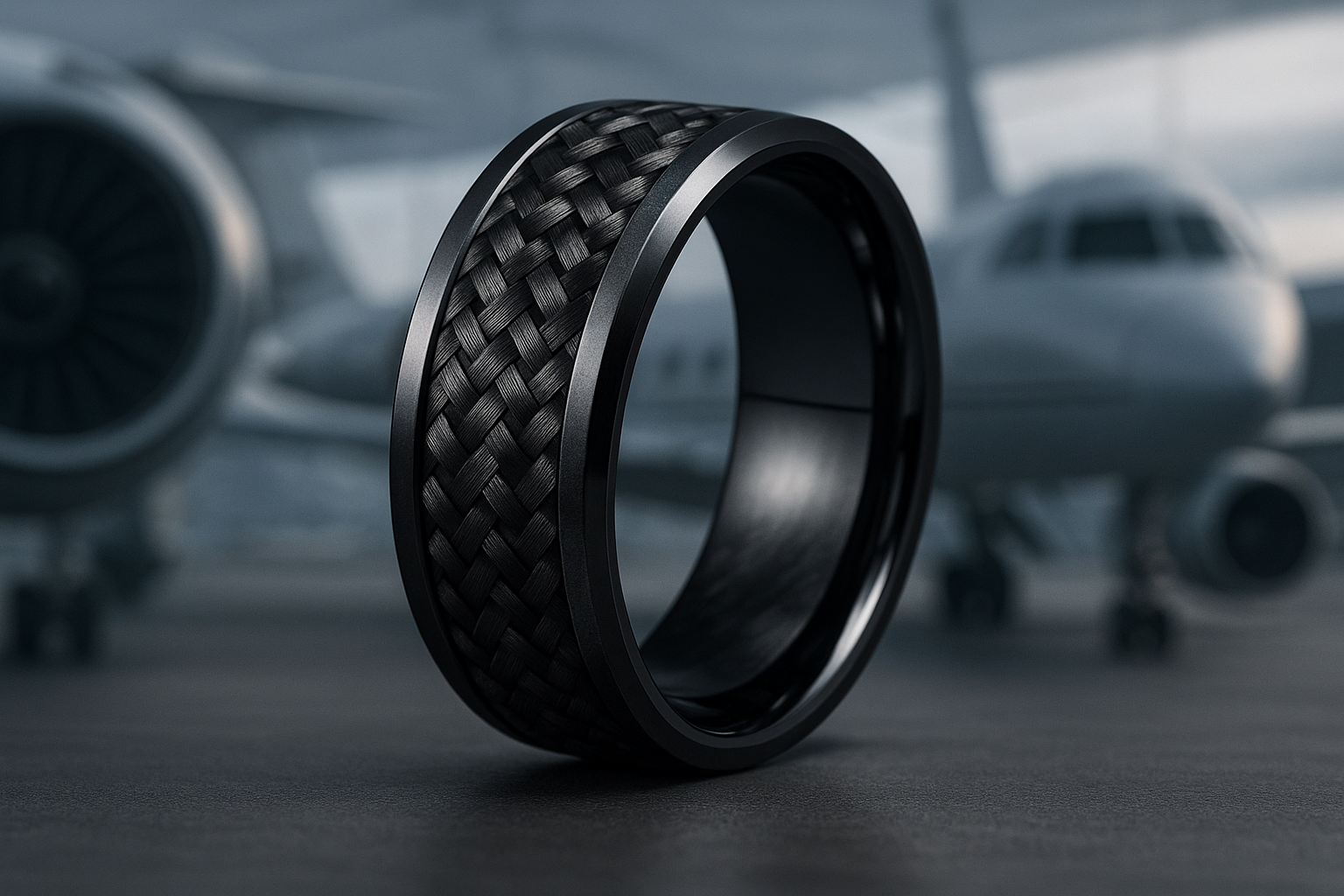 Men's modern carbon fibre ring