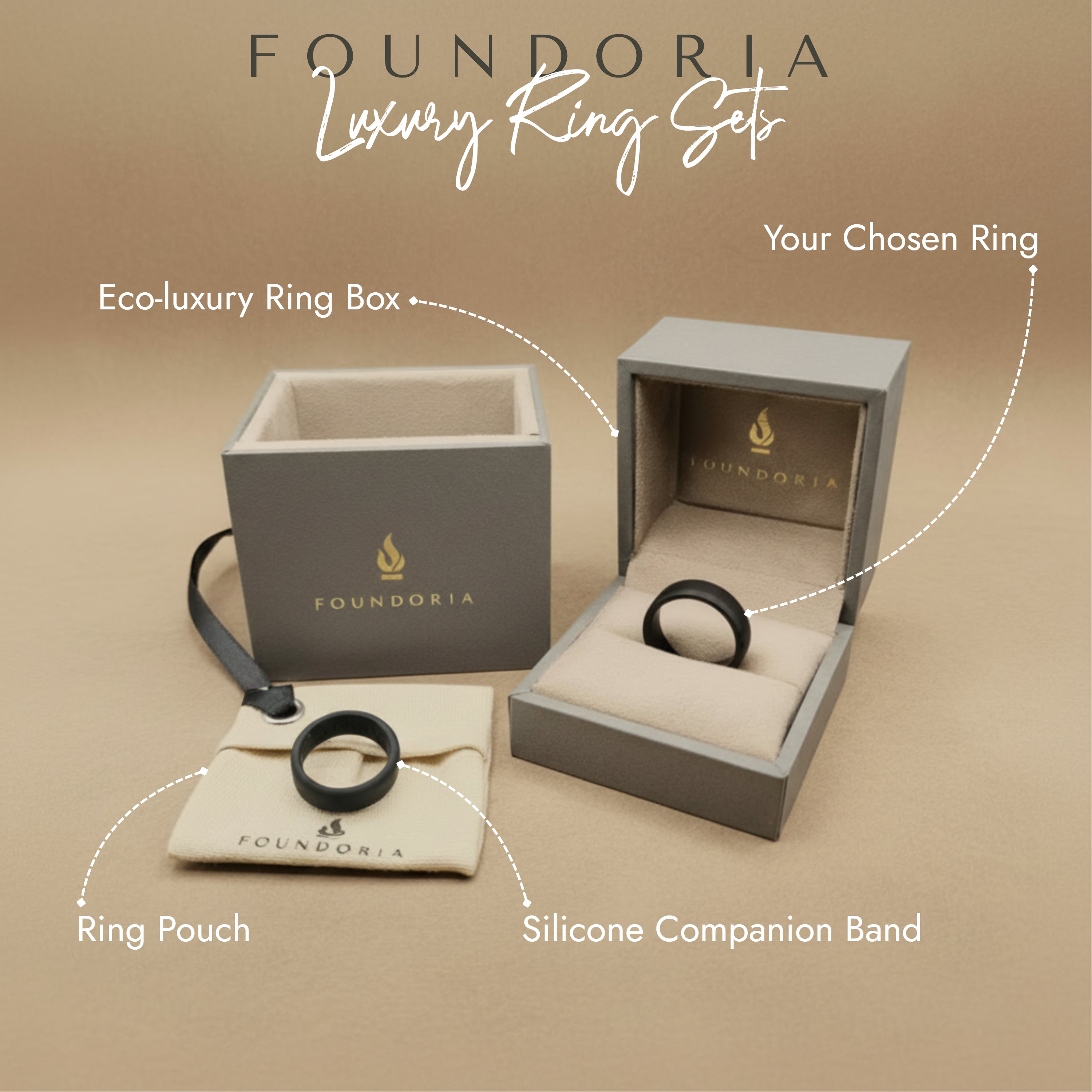 Obsidis - Black Tungsten Ring with Black Sleeve