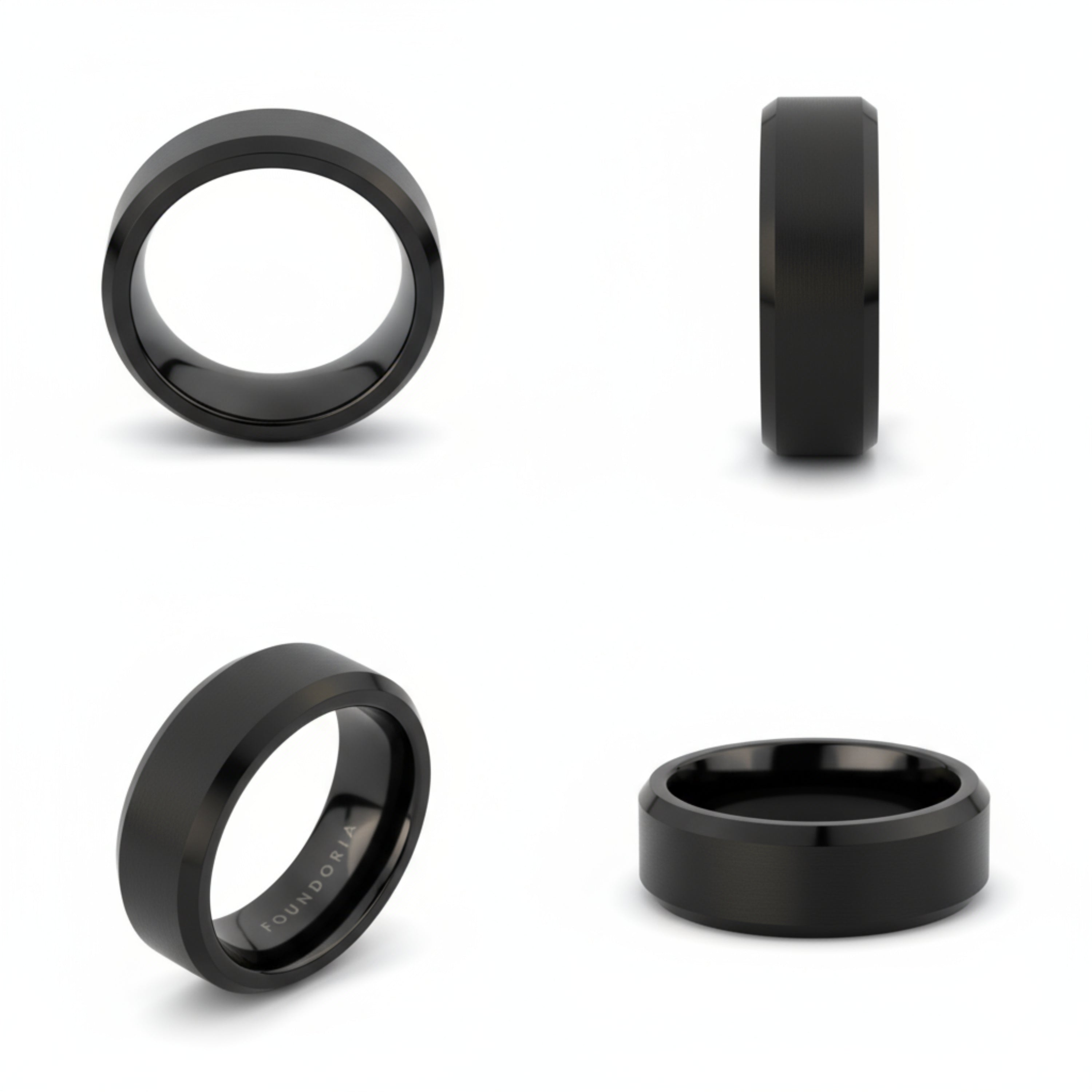 Obsidis - Black Tungsten Ring with Black Sleeve