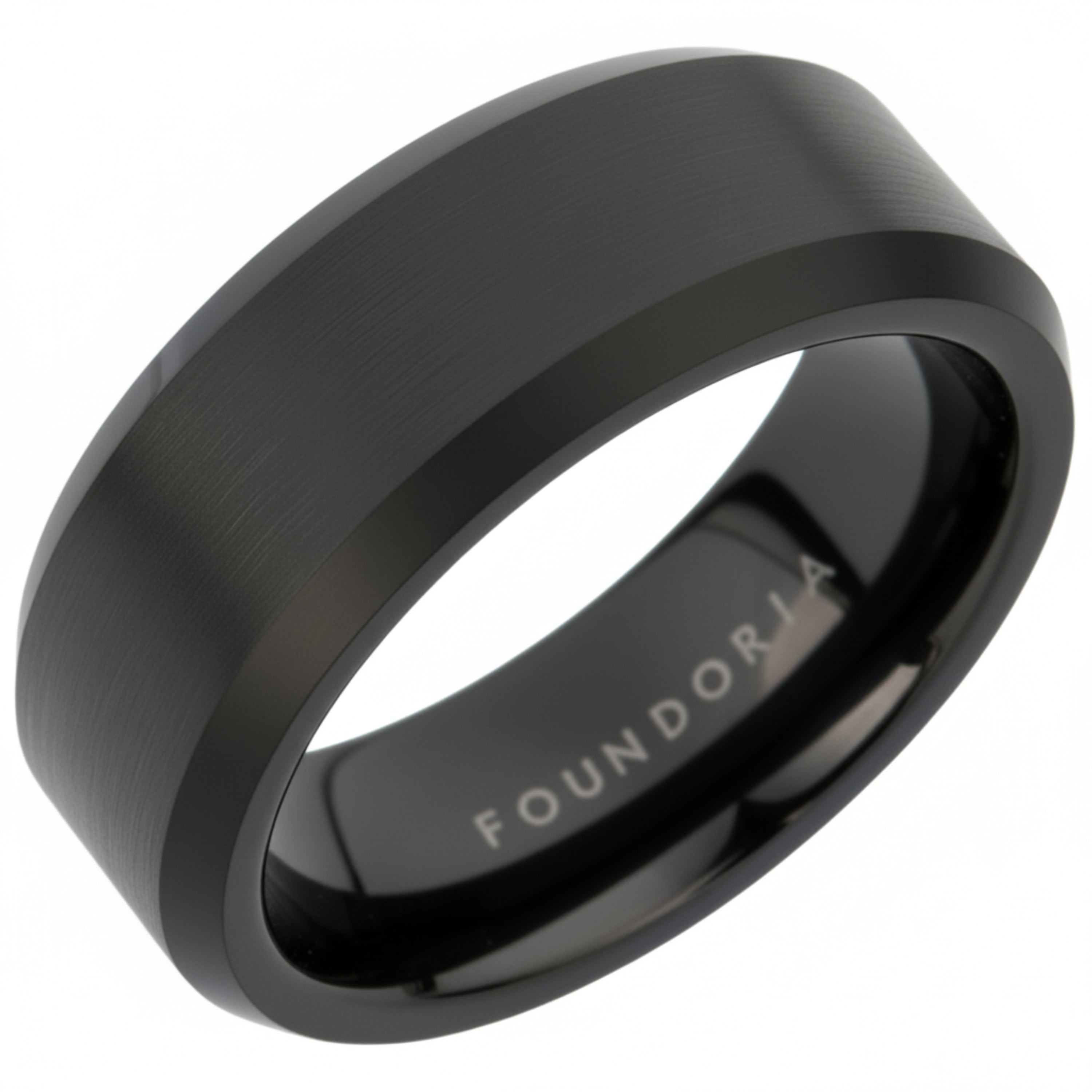 Obsidis - Black Tungsten Ring with Black Sleeve