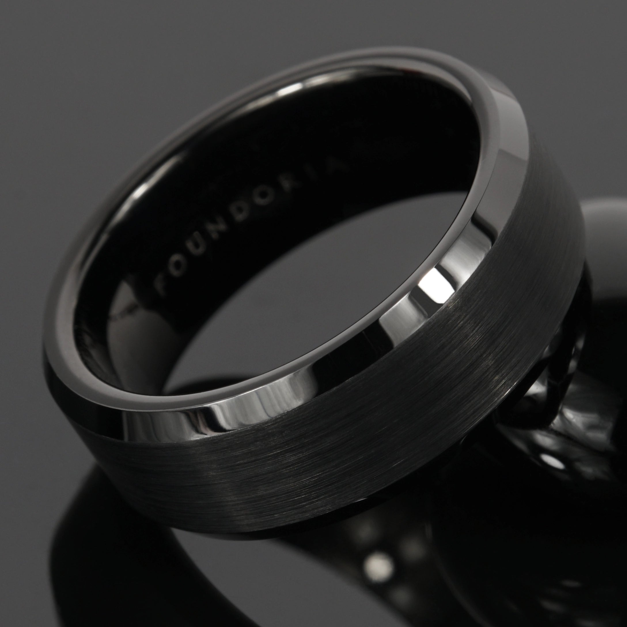 Obsidis - Black Tungsten Ring with Black Sleeve