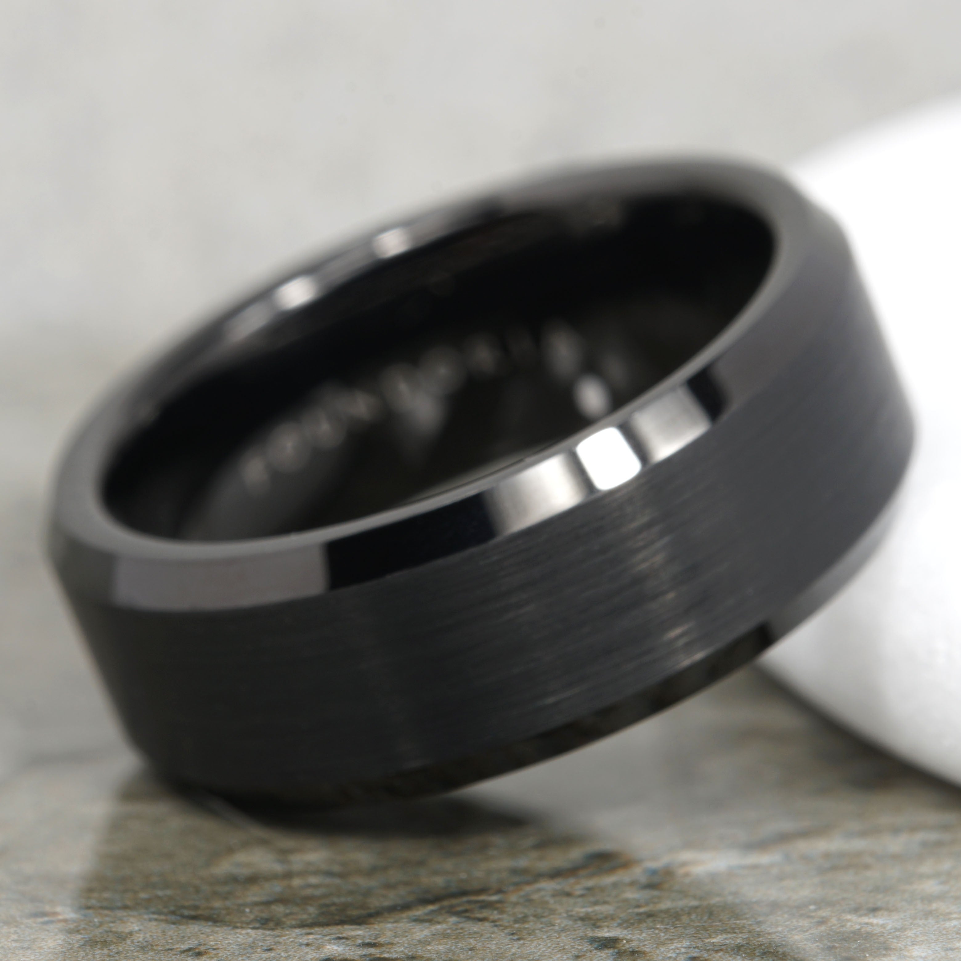 Obsidis - Black Tungsten Ring with Black Sleeve
