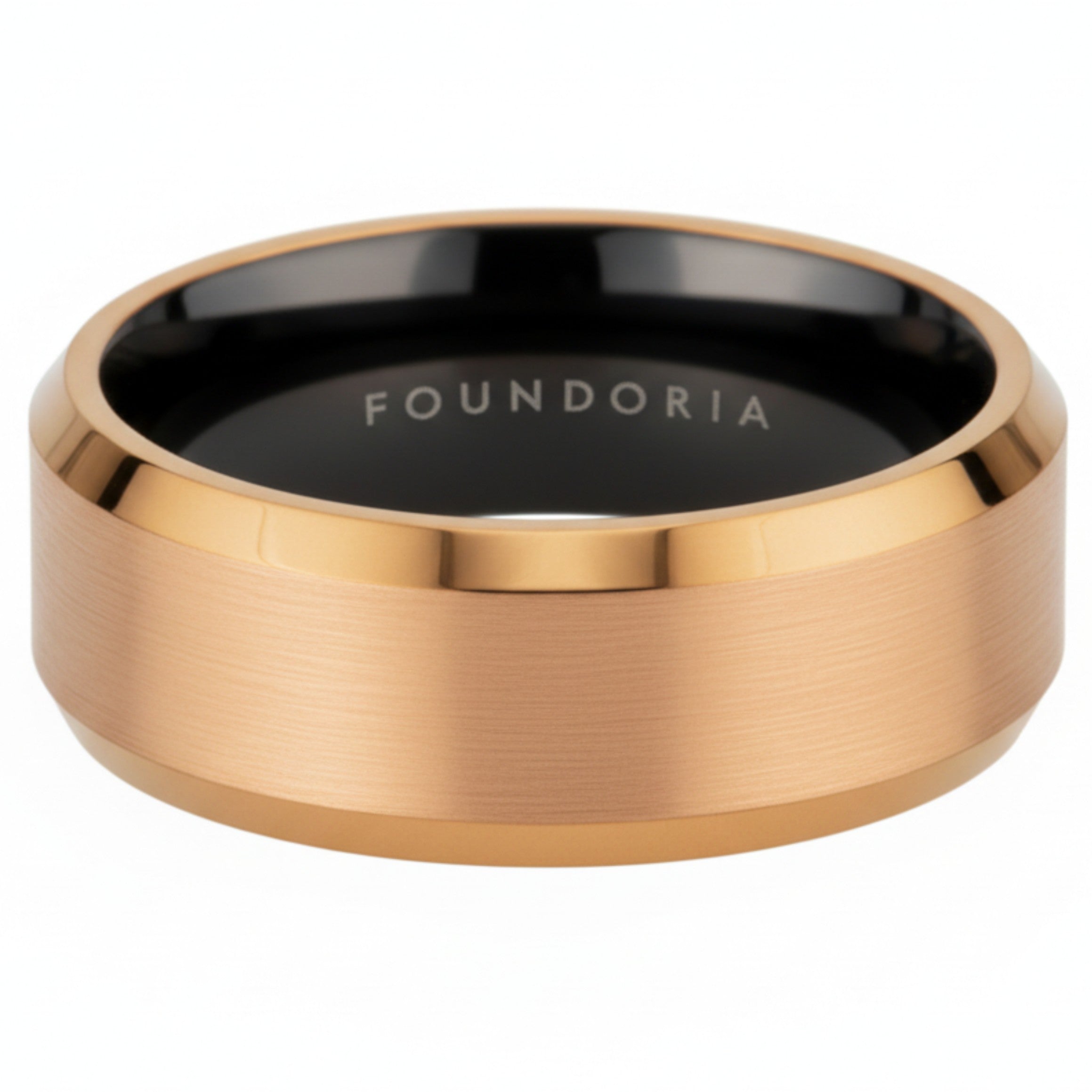 Roseon - 18K Rose Gold Tungsten Ring with Black Sleeve