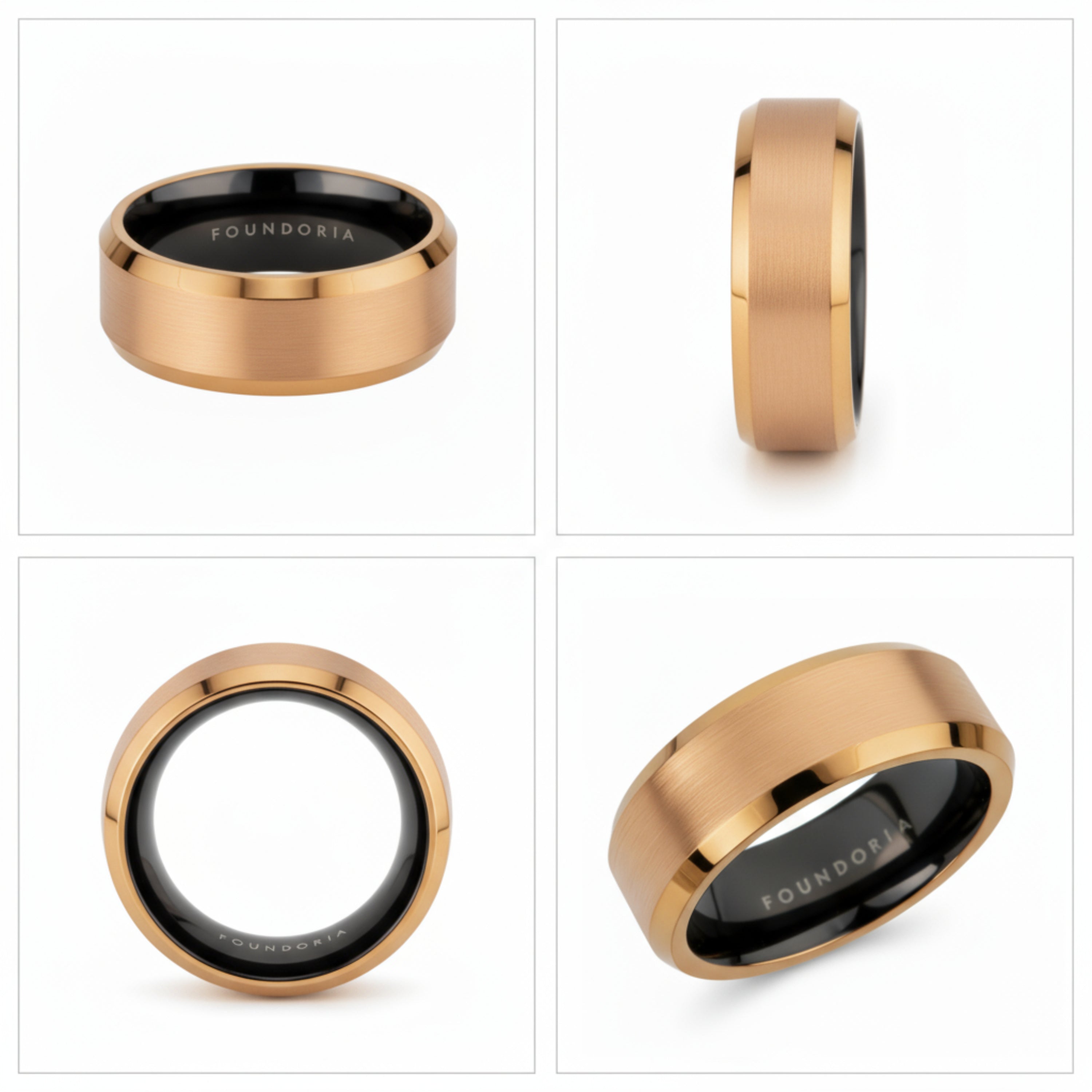 Roseon - 18K Rose Gold Tungsten Ring with Black Sleeve