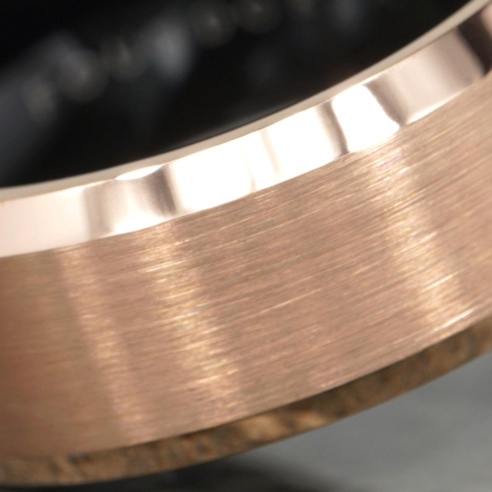 Roseon - 18K Rose Gold Tungsten Ring with Black Sleeve