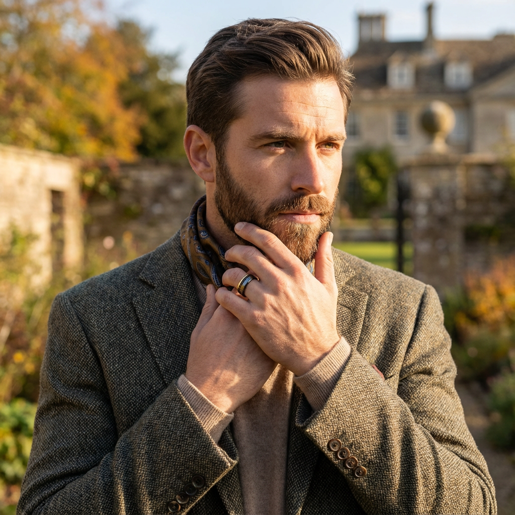 Stellar - Two-Tone Tungsten Ring with Meteorite