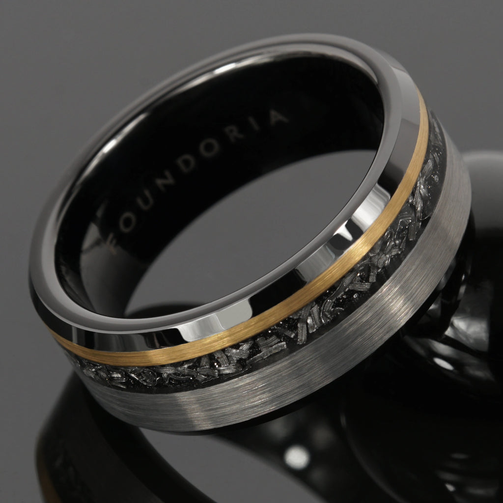 Stellar - Two-Tone Tungsten Ring with Meteorite | Foundoria