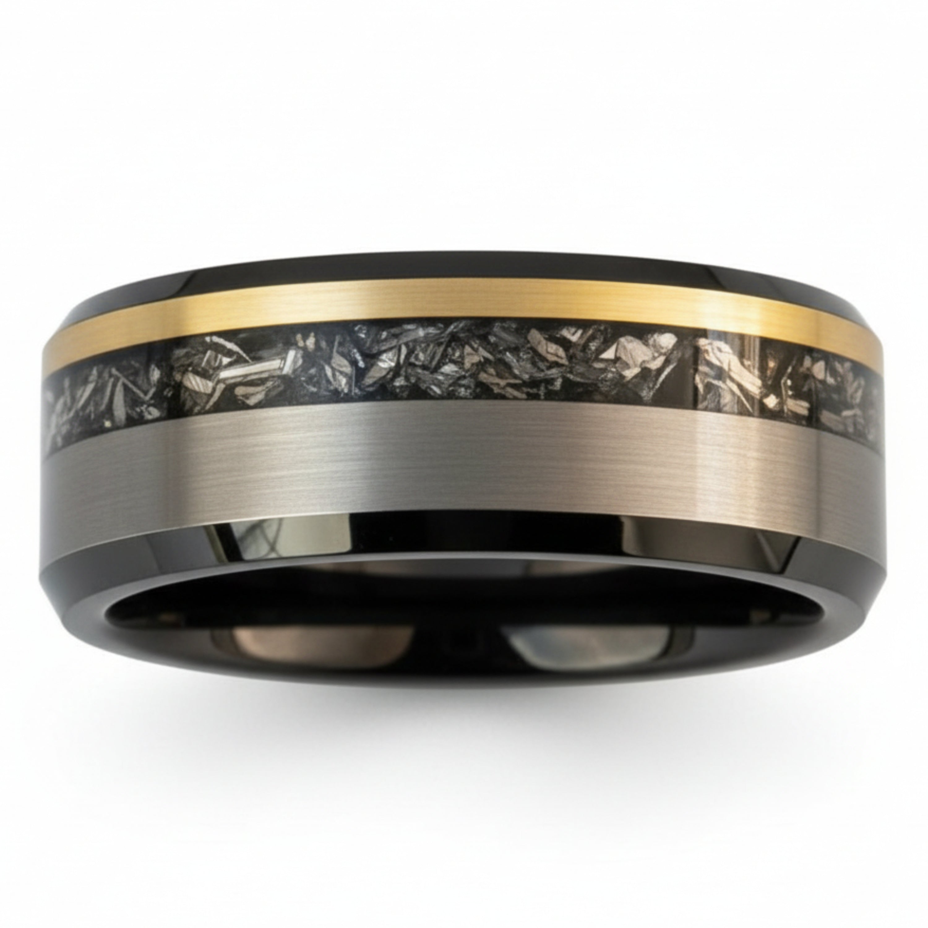 Stellar - Two-Tone Tungsten Ring with Meteorite