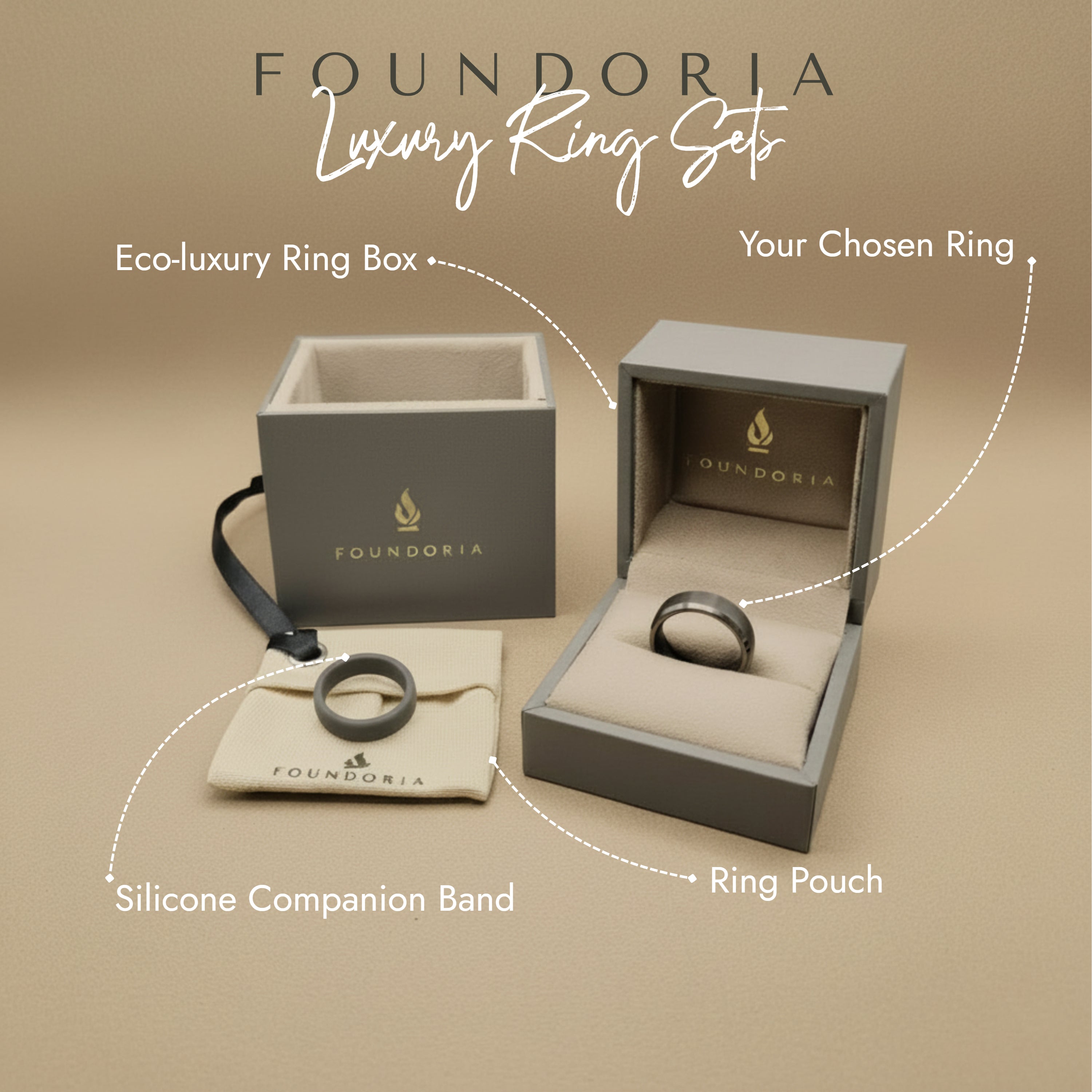 Titanis - Gunmetal Tungsten Ring with Black Sleeve