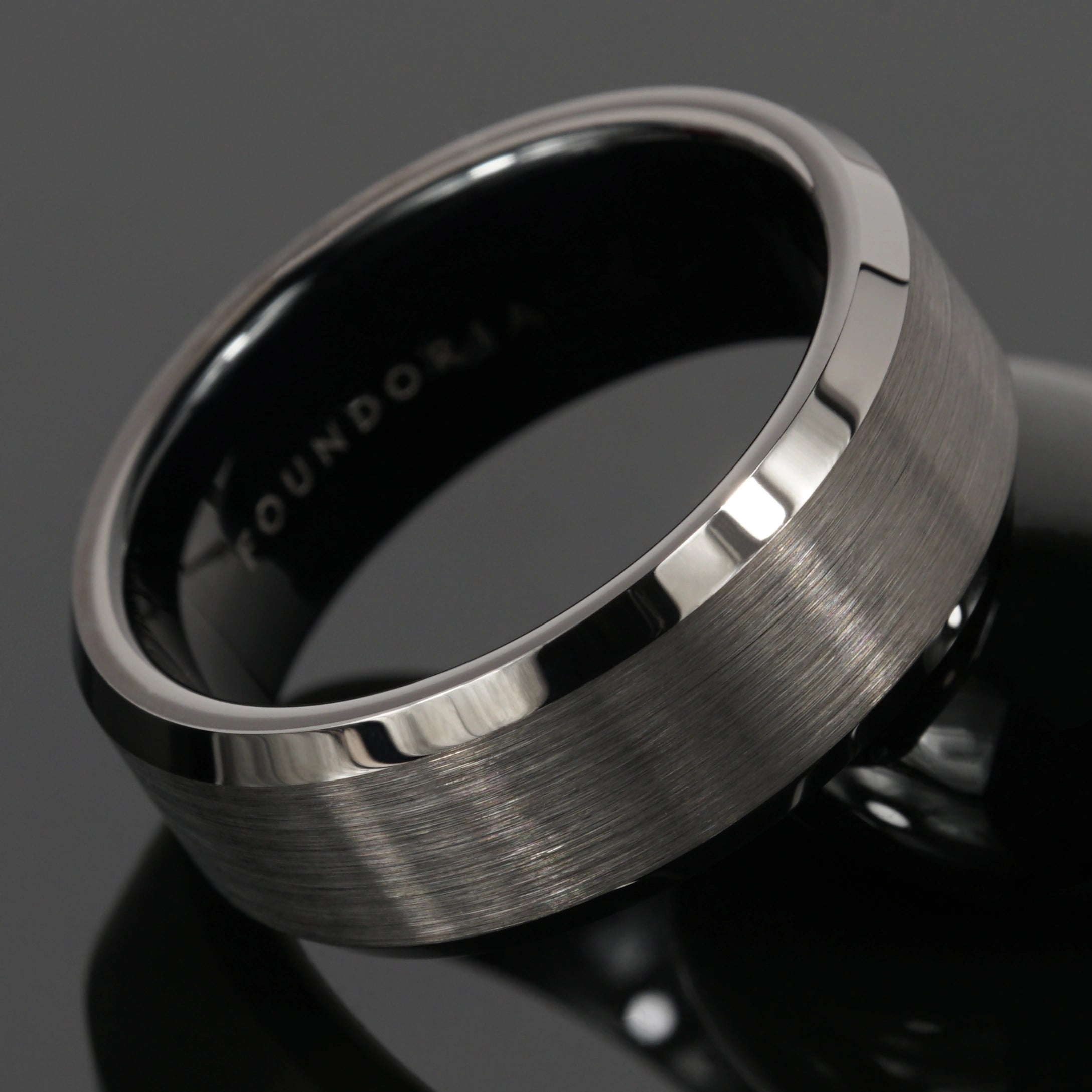 Titanis - Gunmetal Tungsten Ring with Black Sleeve
