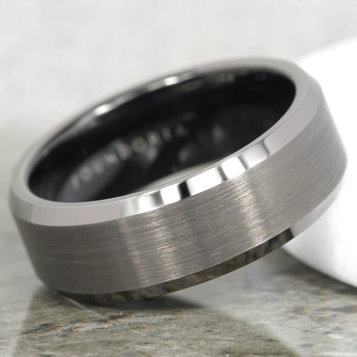 Titanis - Gunmetal Tungsten Ring with Black Sleeve
