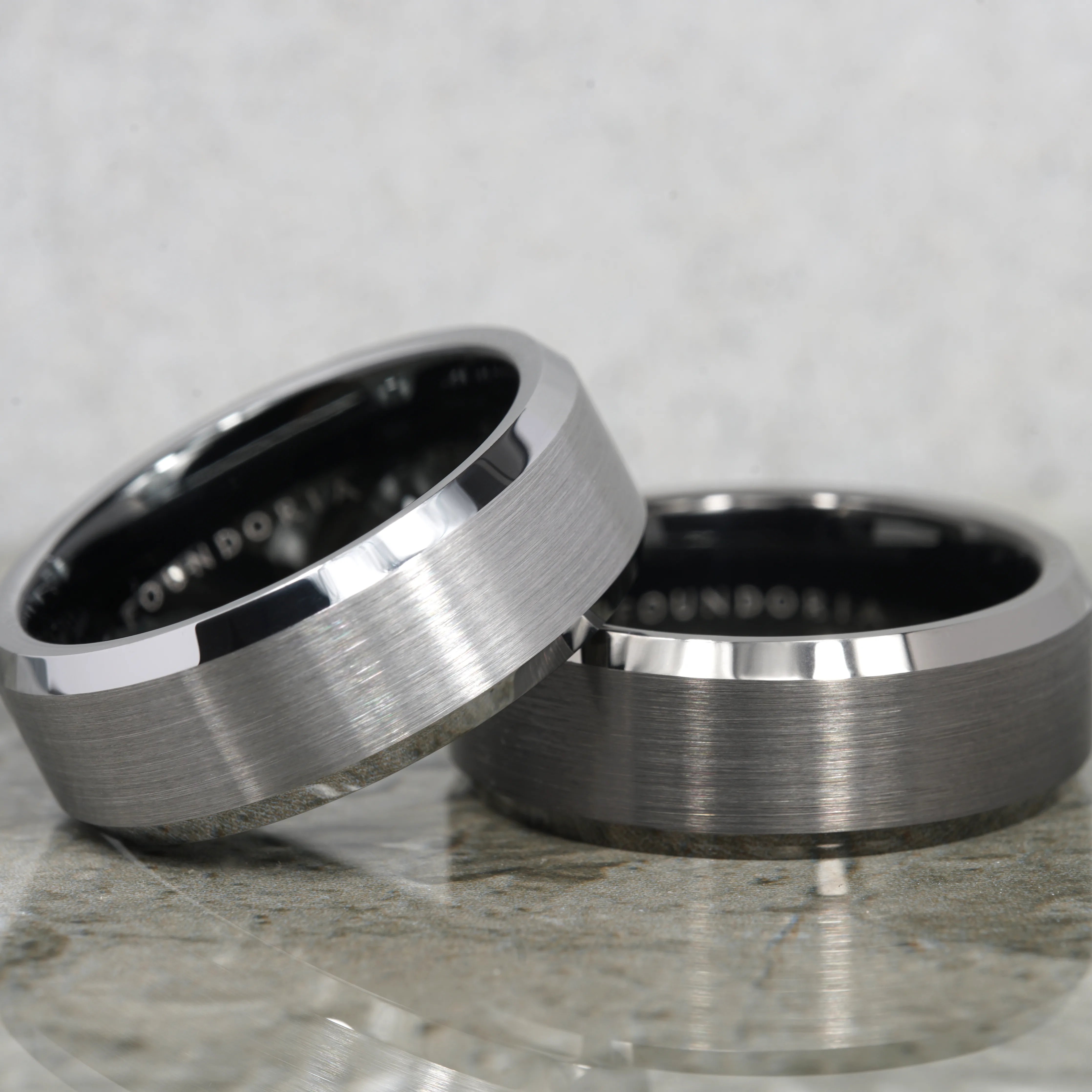 Titanis - Gunmetal Tungsten Ring with Black Sleeve