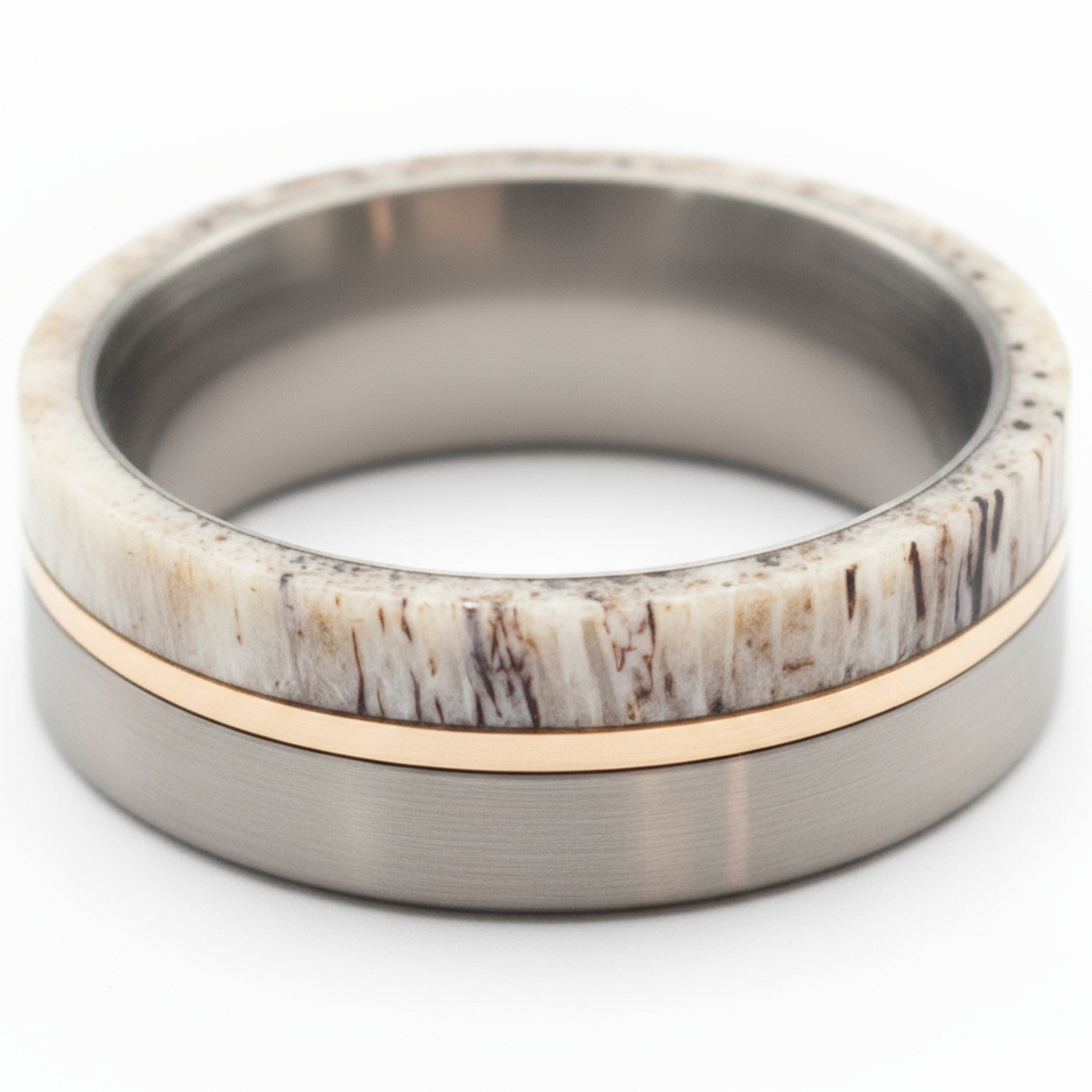 Antleris - Silver Tungsten Ring with Wide Antler
