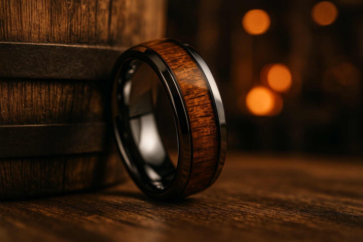 Tungsten wedding ring - Alternative whiskey barrel wood
